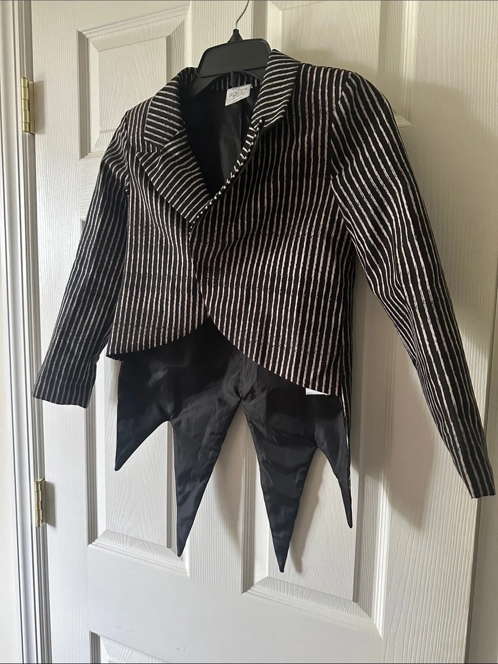 Disney Black and White Striped Tailcoat Blazer